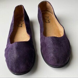 FS/NY Italy Ballet Flats Low Wedge Purple Shimmer Suede Leather 8.5